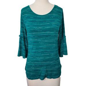 Apt. 9 Shirt Top 3/4 Bell Sleeves Comfy Soft Stretch Size Medium Green